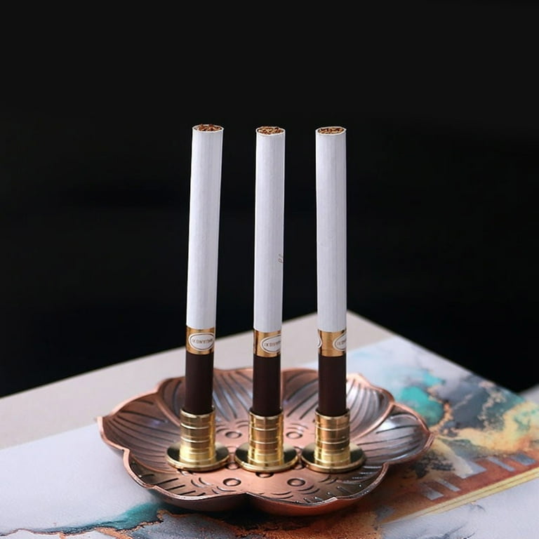 cigarette catcher 3Pcs Metal Cigarettes Holder Incenses Burners with Vintage Flower Ashes  Catcher
