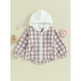 thumbnail image 3 of Toddler Baby Plaid Jacket Baby Boy GIrl Flannel Hoodies 6M 12M 18M 24M 3Y 4Y Zip Up Hooded Fall Winter Outerwear Coat, 3 of 9