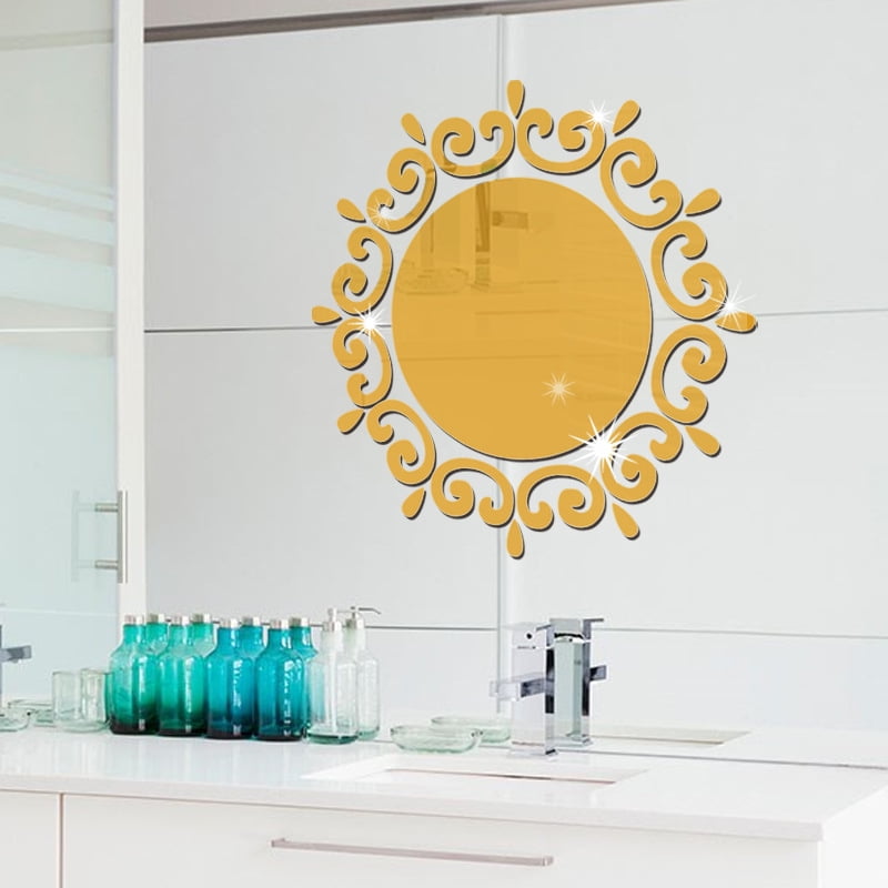 Silver Gold Mirror Wall Sticker Bedroom Living Room ...