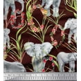 thumbnail image 1 of Soimoi polyester Crepe Fabric Leaves,Floral Wreath & Elephant Jungle Fabric Prints By Yard 52 Inch Wide, 1 of 1