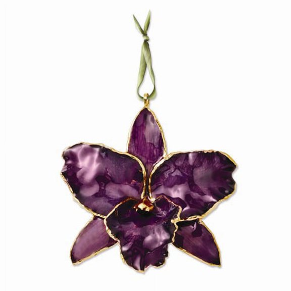 3.75in Lacquer Dipped Purple Cattleya Orchid Ornament