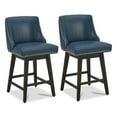 thumbnail image 6 of CHITA 26 inch Faux Leather Swivel Upholstered Counter Height Bar Stools with Full Back, Set of 2, Dark Blue, 6 of 13