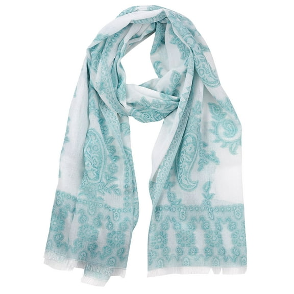 NYFASHION101 Women's Chiffon Soft Viscose Floral Paisley Pattern Scarf Shawl Wrap, Teal