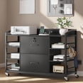 thumbnail image 1 of Archivero,Archivero con Llave con 2 cajones,Credenza y 6 Compartimentos Abiertos para Tamaño Carta A4, Soporte de Impresora para Oficina en Casa ,110 * 40 * 75CM (Negro), 1 of 8