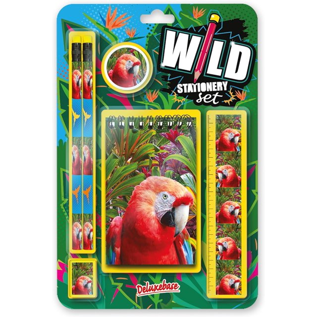 czcpp-Wild Stationery Set - Parrot School Stationary Sets from . School Supplies Include 2 Pencils, Pencil Eraser, Pencil Sharpener, Ruler, and Cute Notebook. Stationary Supplies Gifts for Kids