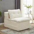 thumbnail image 6 of New Multi Functional Sectional Sofa Bed with Independent Chaise Lounge and Functional Blanket,Plush Corduroy Sofa Couch,Convertible Sofa Bed,80" King Size Bed,Deep Seat Fluffy Sofa,Beige, 6 of 9