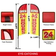 thumbnail image 3 of QSUM Open 24 Hours Feather Flag with Flag Pole Kit and Ground Spike, 8.2FT Open 24 Hours Windless Flag Banner Sign Business for Outdoor Advertising Sign Decoration Display, 3 of 7