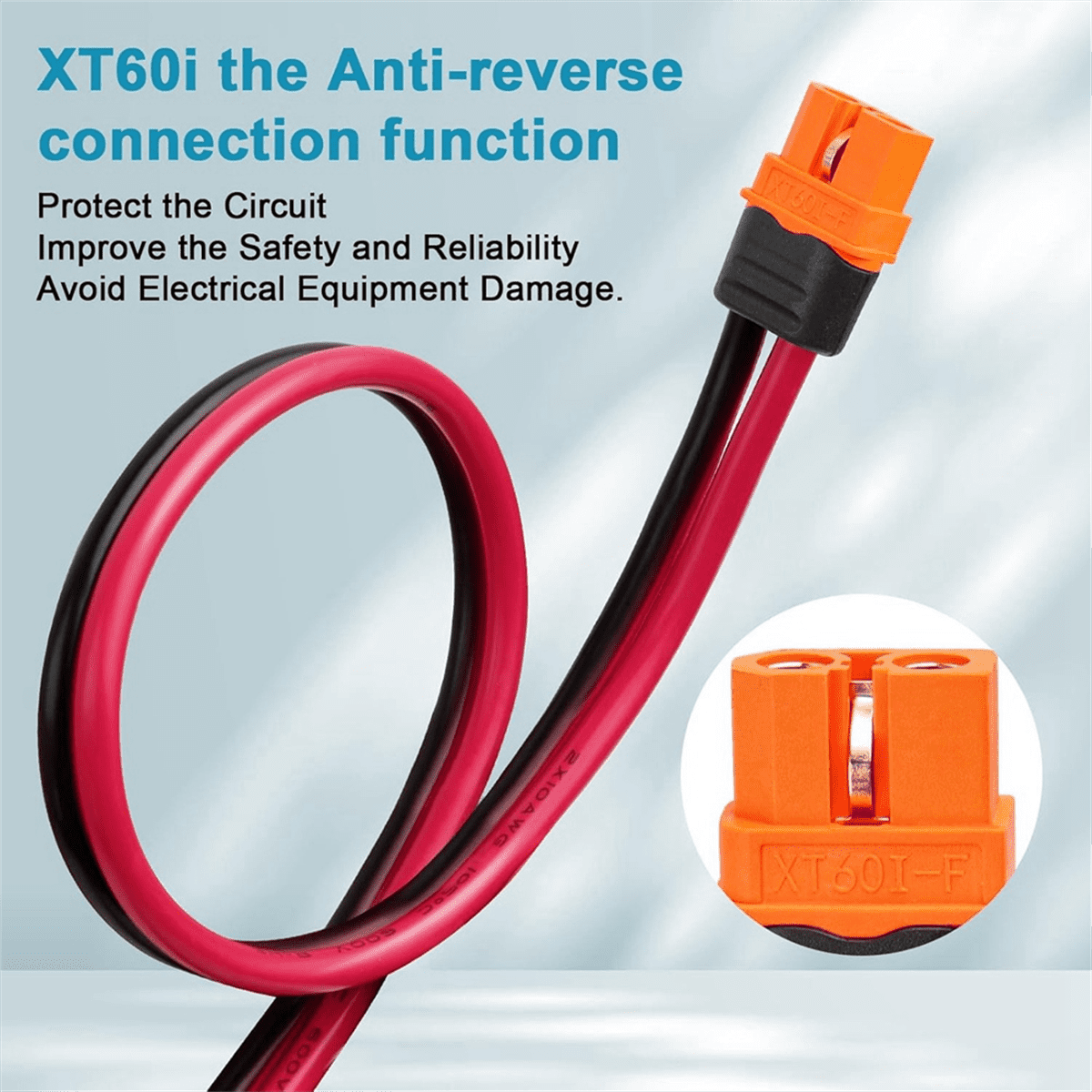 XT60i to O Ring Terminal Cable 10AWG Female to O Ring Connector XT60i Extension Cable for Power Station Solar Generators,2 * XT60i Female to O Ring terminal cable