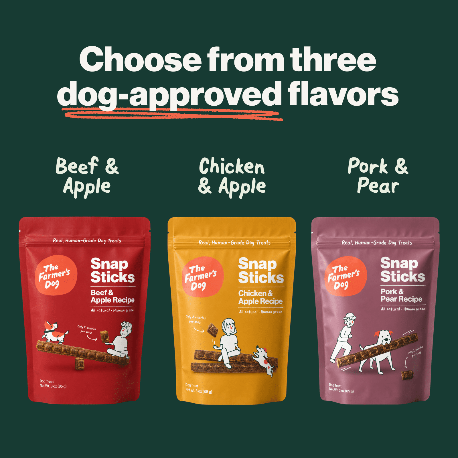 The Farmer's Dog Snap Sticks, All Natural Human Grade Dog Treats, Chicken & Apple 3oz