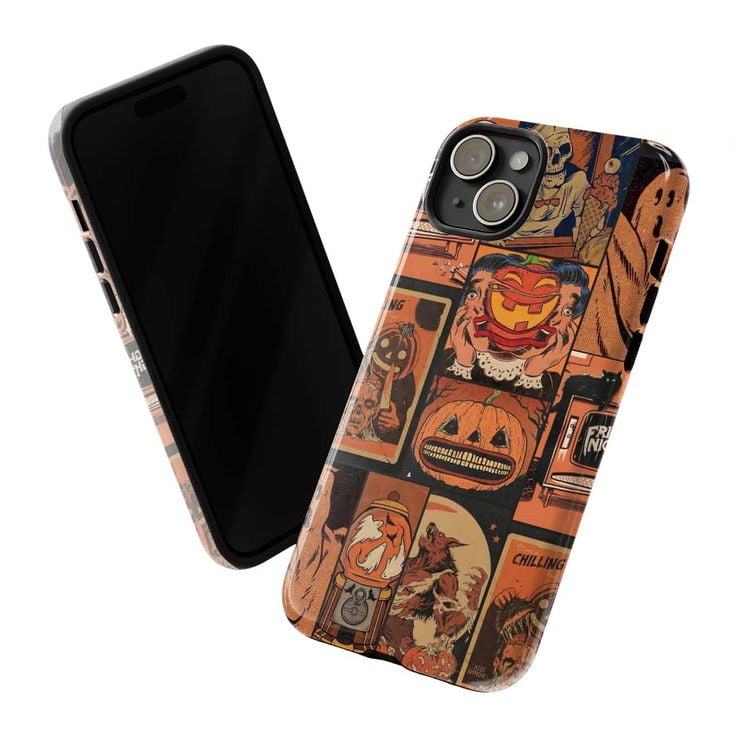 Vintage Halloween Comic Phone Case, Retro Pumpkin, Ghost, Werewolf Design, Durable Protective Cover for iPhone 16 15 14 13 12 11 Pro Max Mini Vintage Halloween Comic Phone Case, Retro Pumpkin, Ghost, Werewolf Design, Durable Protective Cover for iPhone 16 15 14 13 12 11 Pro Max Mini