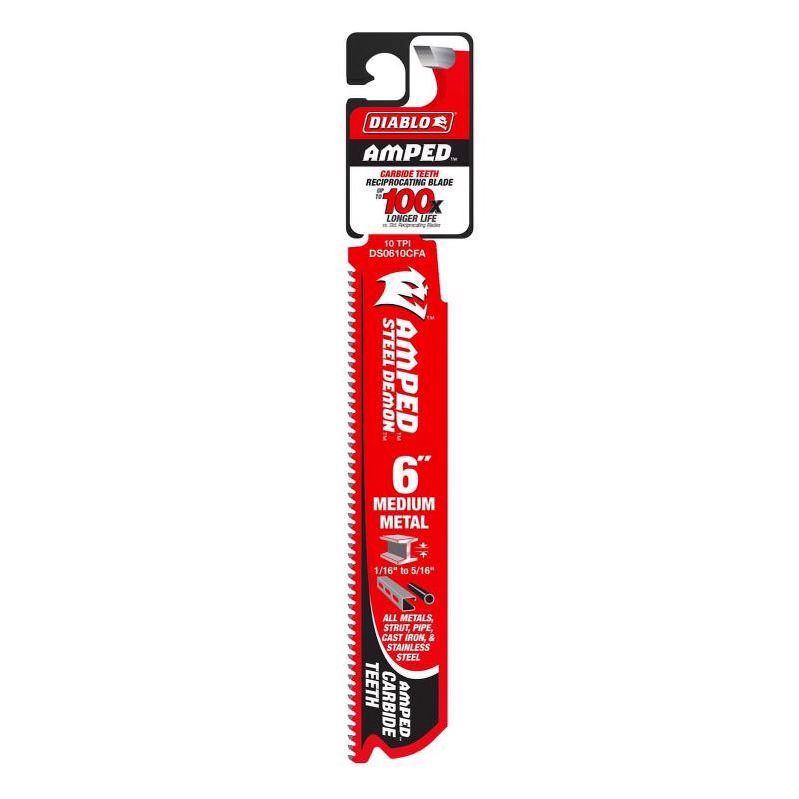 Freud DS0610CFA Reciprocating Saw Blade Demo Demon Amped 6" Carbide Tipped Medium Metal 10 TPI Red