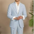 thumbnail image 2 of Mens Shorts Suits 2 Piece Seersucker Suit Slim Fit Two Button Blazer Short Pants Casual Set Summer Beach Wedding, 2 of 5