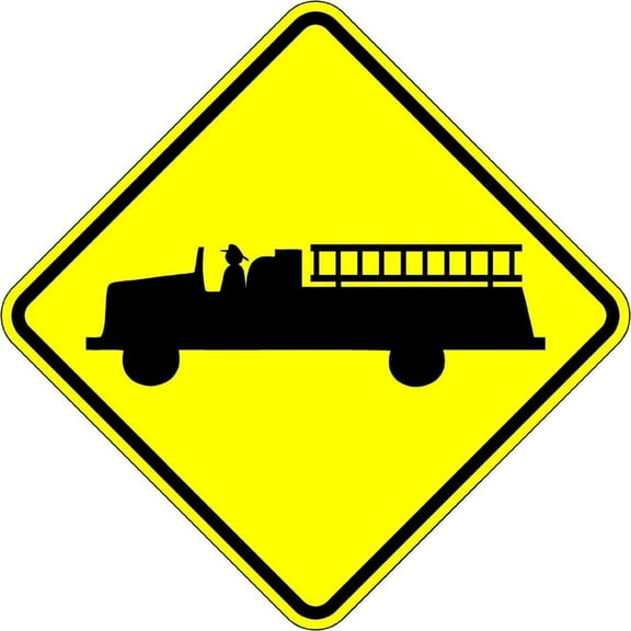 Fire Truck Crossing - 24 X 24 Warning Sign. A Real Sign. 10 Year 3M Warranty