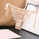 thumbnail image 3 of Gibobby Panty sexy Ajuste Tanga encaje sexy para mujer Bragas encaje cintura Ropa interior algodón （Beige，Talla única), 3 of 4