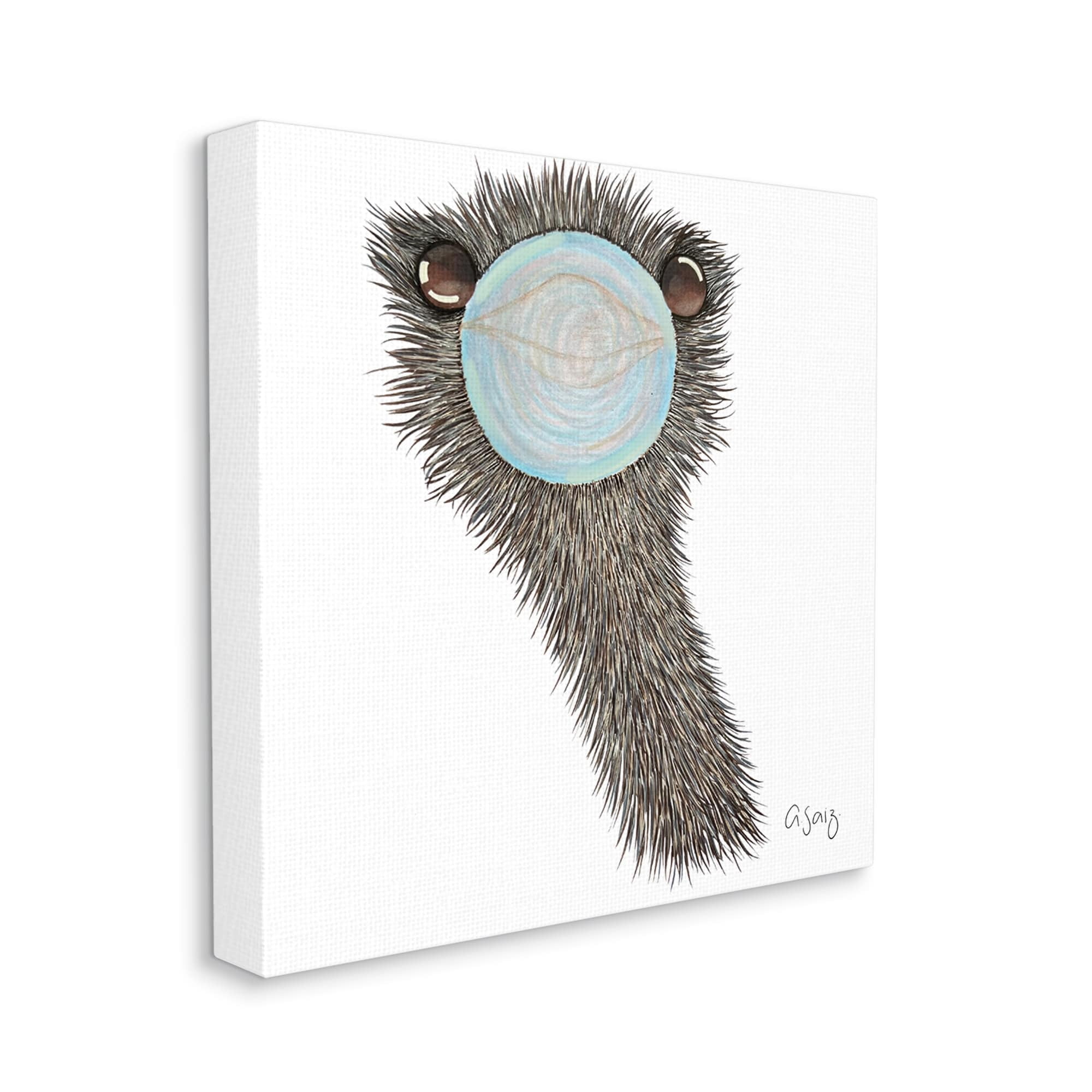 Stupell Industries Funny Ostrich Blowing Bubblegum Animals & Insects Painting Gallery Wrapped Canvas Print Wall Art