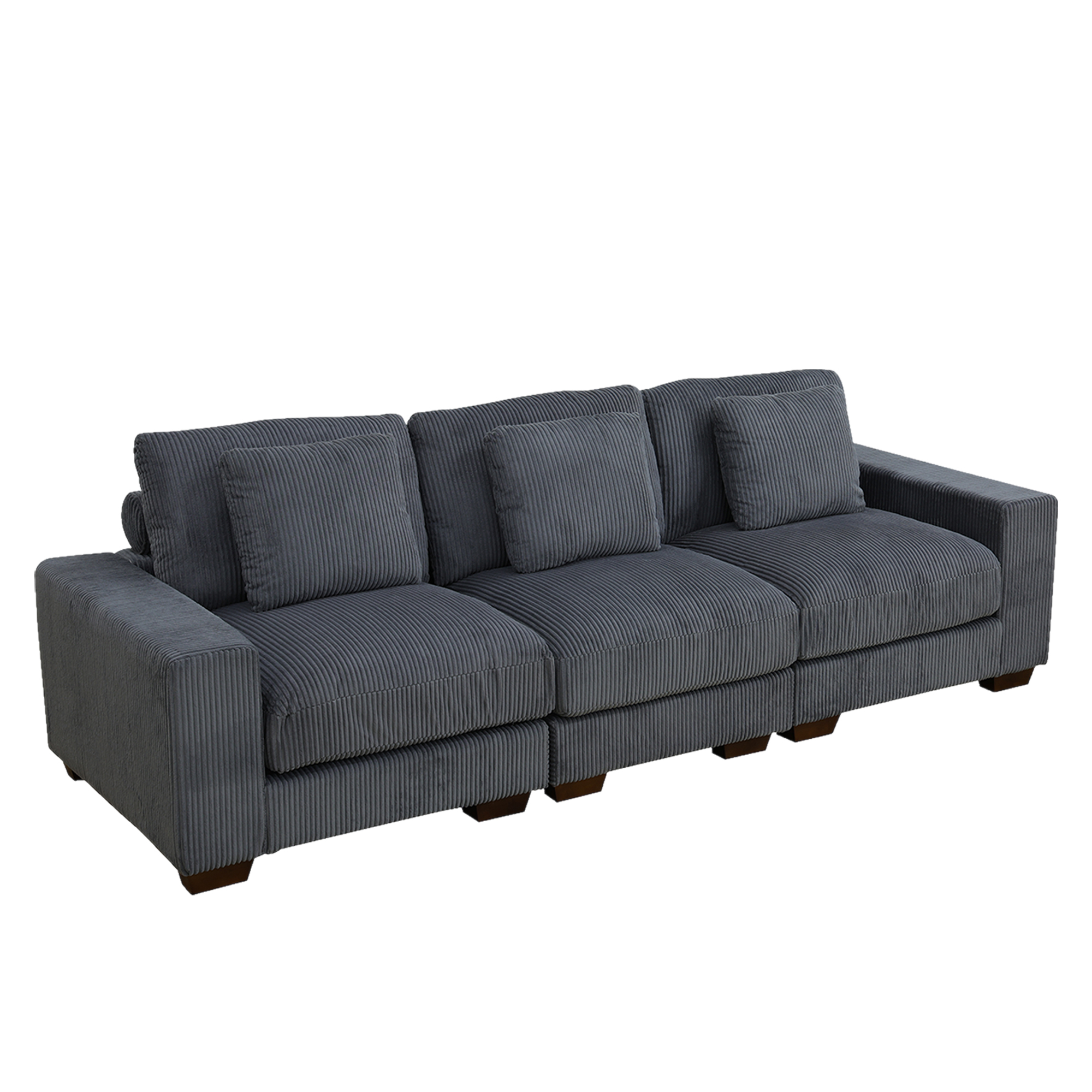 MAYEERTY Dark Gray Corduroy Living Room Sofa Set