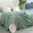 thumbnail image 4 of PHF Cooling Waffle Blanket Twin Size, Lightweight 60% Rayon Derived from Bamboo for Hot Sleepers, Soft and Breathable for Bed Couch and Sofa, 66"x90", Sage Green, 4 of 6