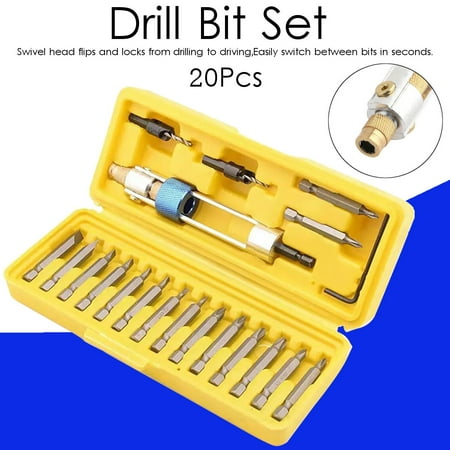 Bit Flip Driver Set - Mrosaa HSS High Speed Steel Screwdriver Bits 20 Pcs Drill Bit Set Flip Drive & Box Tool