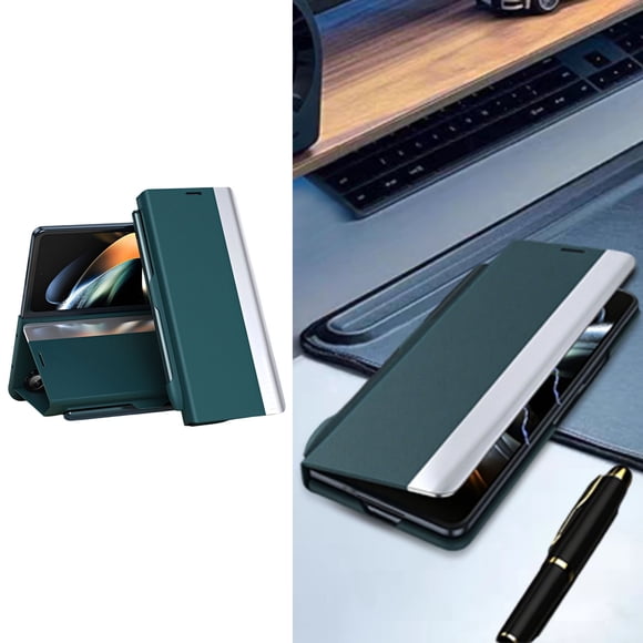 BotaniNest Lu Xury Electroplated Leather Mag Netic Phone Cas E With Phone Stand And Pen Slot For Galaxy Z Fold 2/3/4/5/6/7
