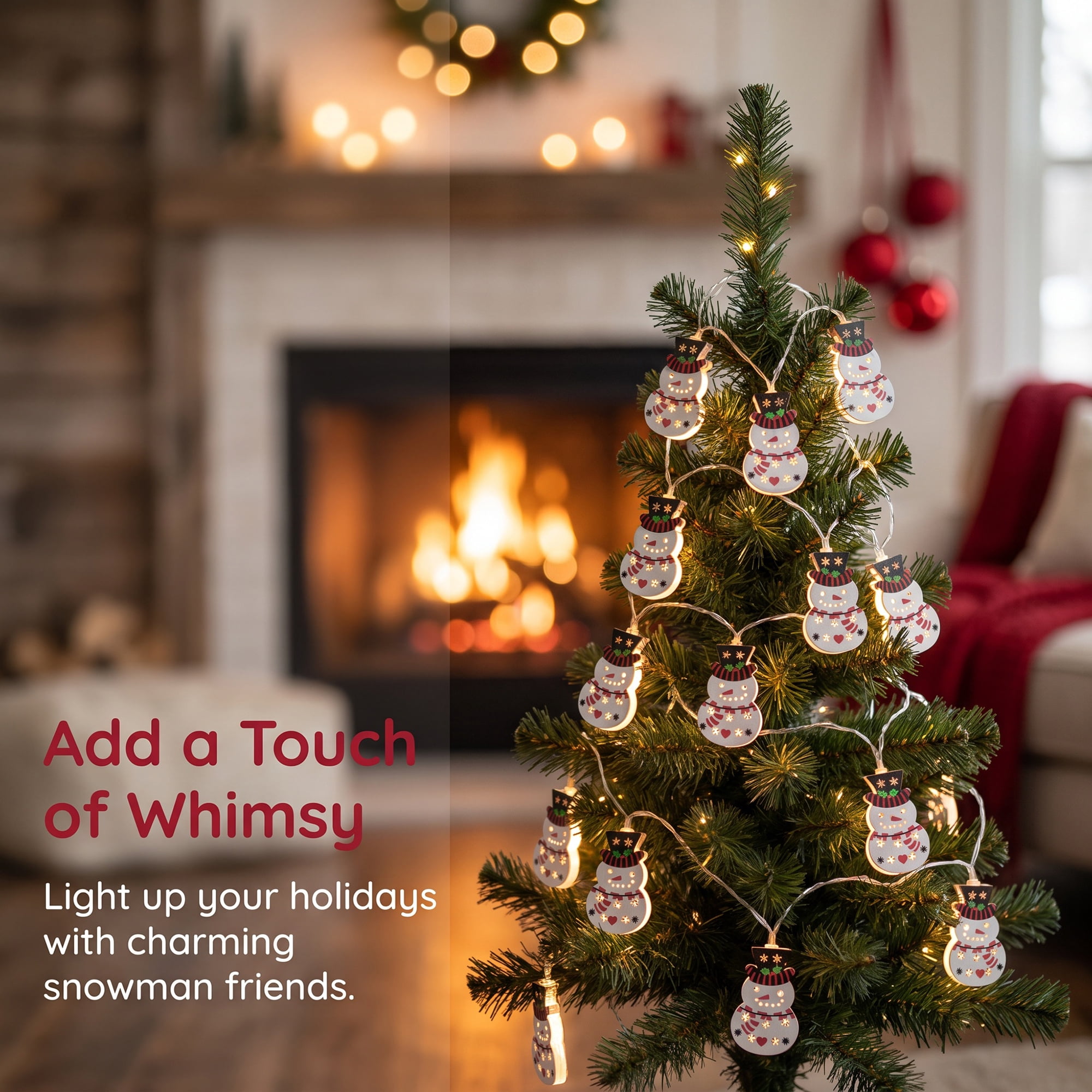 Unique Bargains Figurine Indoor Holiday Fairy Lamps 4.9 ft Snowman Battery Operated