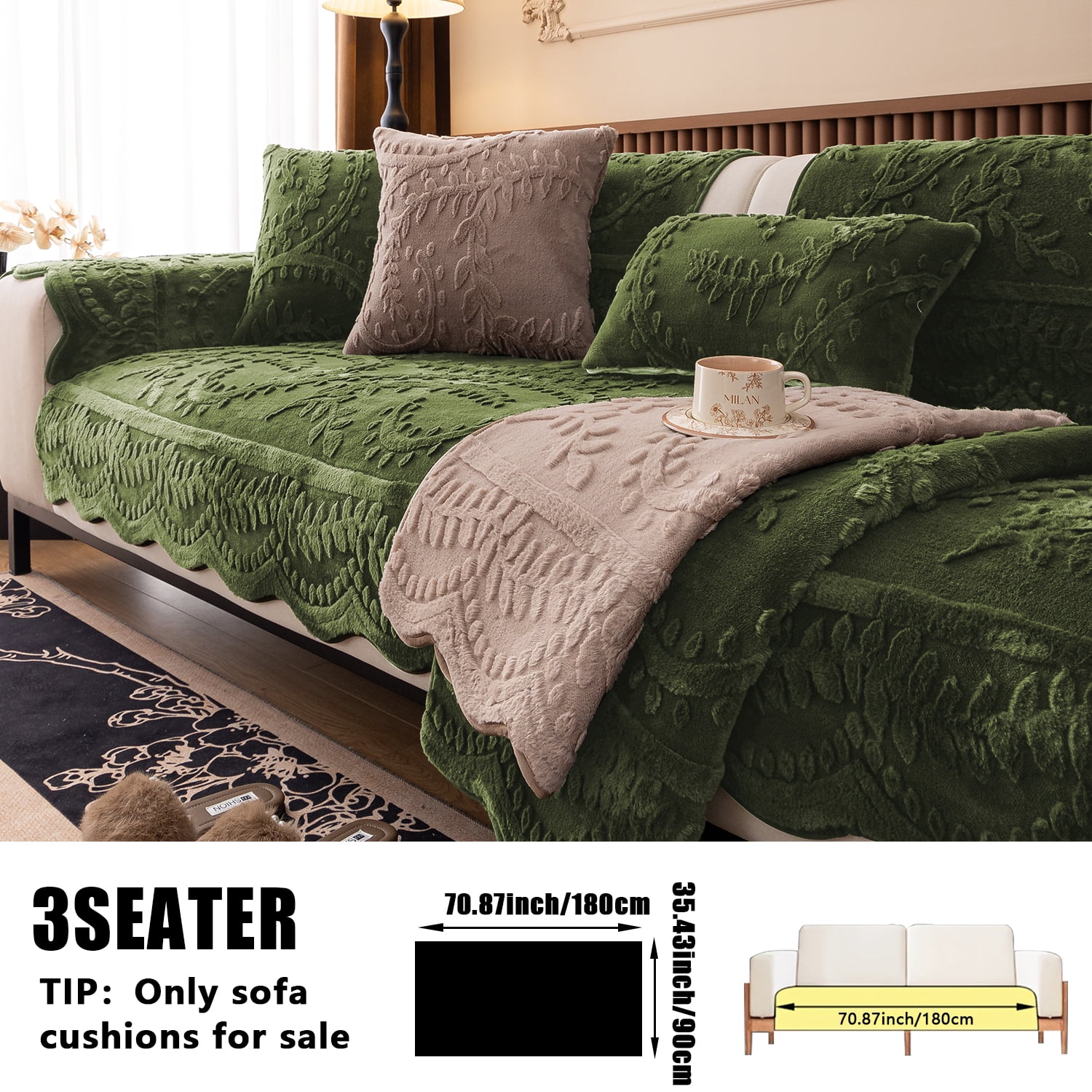 Thickened Anti-Slip Sofa Cover Scratch-Resistant & Wear-Resistant Pet-Friendly Design Soft Fabric Living Room Use Machine Washable Sofa Protector