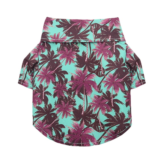 Allergy Free Pet Shirt Turn-down Collar, Vivid Color, Exquisite Pattern, Easy-wearing - Machine Washable Polyester - Hawaii Style Print Pet Dog Cat T-Shirt - Decor Daily Wear