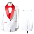 thumbnail image 3 of 1 Button Shawl Lapel Tuxedo with Vest White and Red, 3 of 3
