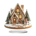 thumbnail image 1 of Adorno de mesa de casa de pueblo navideña, figura coleccionable, escena de nieve, acrílico D, 1 of 9