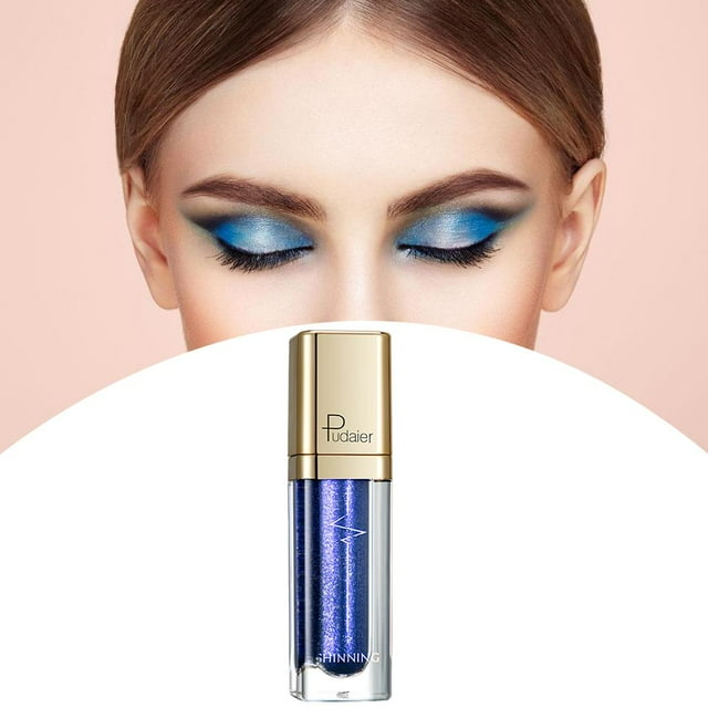 Sombra de Ojos Base Cosmética Diamante Mujeres Impermeable Niñas Maquillaje Metales Lápiz Shinny Presente Glamour , Azul oscuro Salvador Dali Sombra de ojos líquidos