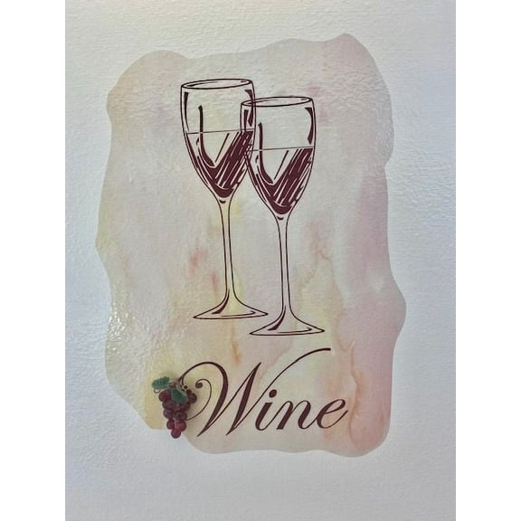 3D Bedroom Wall Decal Sticker For Unisex Custom Designs With 3D Grapes Cute Wine Glasses With Cute 3D Grapes - Wine Easily Applied And Removable - Size: 10 In X 26 In