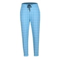 thumbnail image 4 of AHTJRT Mens Casual Plaid Dress Pants Slim Fit Tapered Leg Stretch Cinch Chinos Sky Blue 3XL, 4 of 6