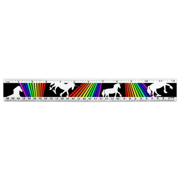 Unicorn Crossing Rainbow 12 Inch Standard and Metric Plastic Ruler