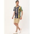 thumbnail image 4 of INSPIRE CHIC Camisas de bloque de color con cierre de botones y mangas cortas con estampado de rayas de verano para hombre Azul amarillo L, 4 of 6