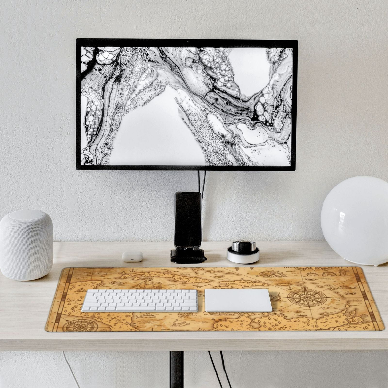 Xecao Old Vintage Map Of Sea Print Large Mouse Pad, 16x35.5in Mousepad, Professional Non-Slip Rubber Base Big Mouse Pad, Mouse Pad for Gaming & Office Full Desk Mouse Pad