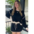 thumbnail image 3 of Women's Black Color Contrast Loose Pullover and Lace-Up Waist Skort Set | [ZhiHiMeRi] | (US 12-14)L, 3 of 6