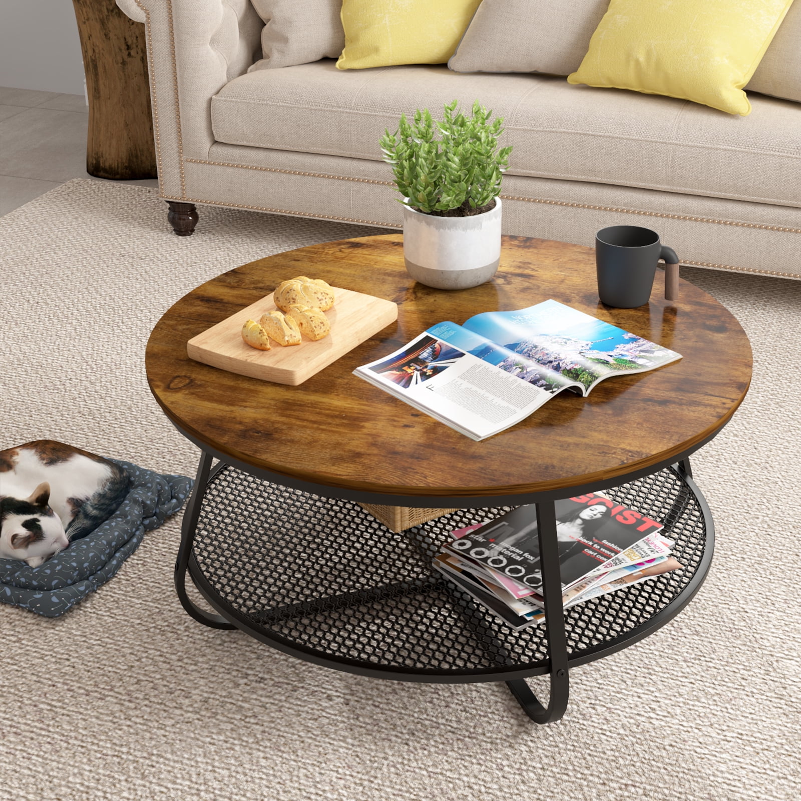 Modern coffee table Side table Round coffee table Sofa table Solid walnut coffee table Rustic Coffee Table Wood coffee table