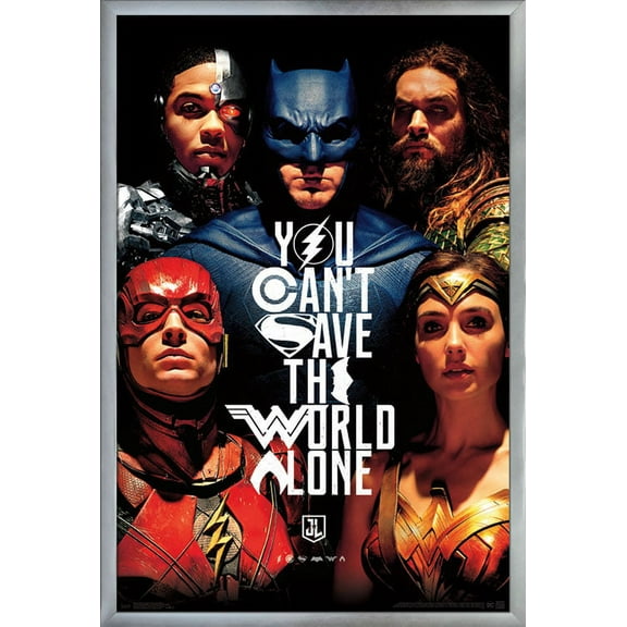 DC Comics Movie - Justice League - Save The World Wall Poster, 22.375" x 34", Framed