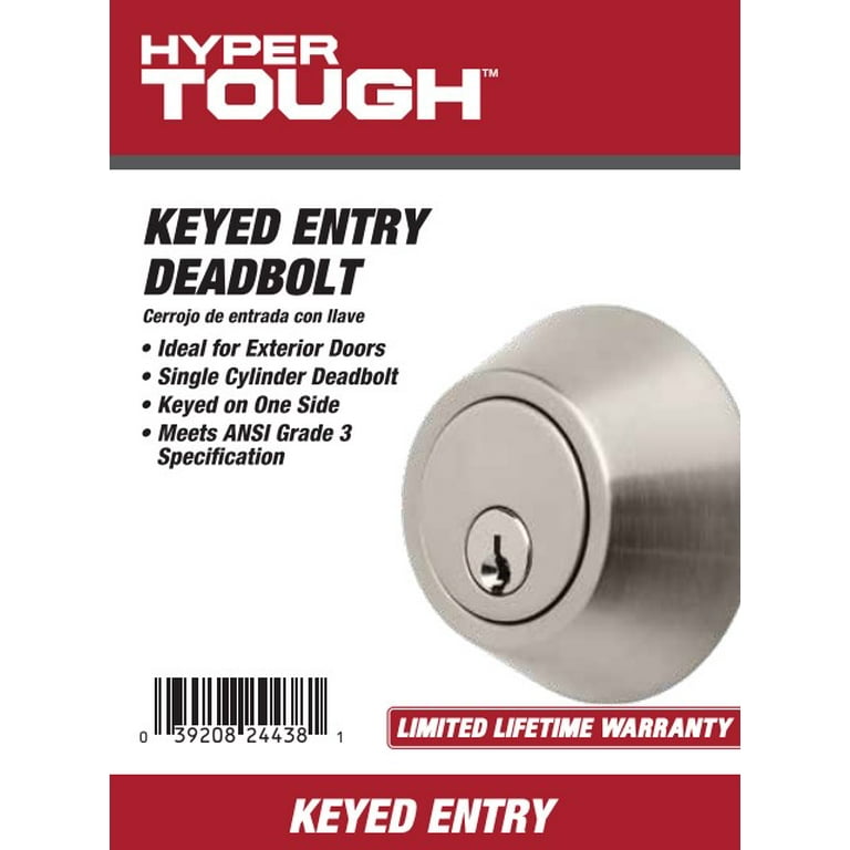Hyper Tough Keyed Entry Deadbolt Lock Stainless Steel, 1-inch