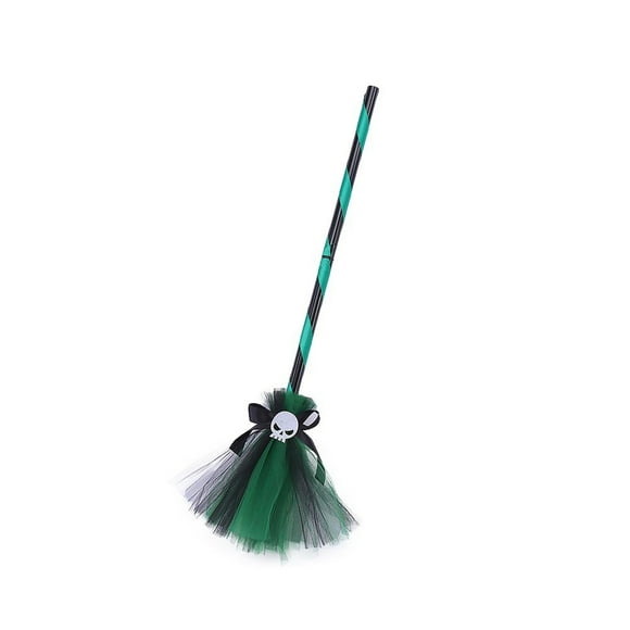 Gupgi 29.5'' Halloween Witch Broom, Girls Cosplay Props Ribbons Skeleton Contrast Color Broomstick