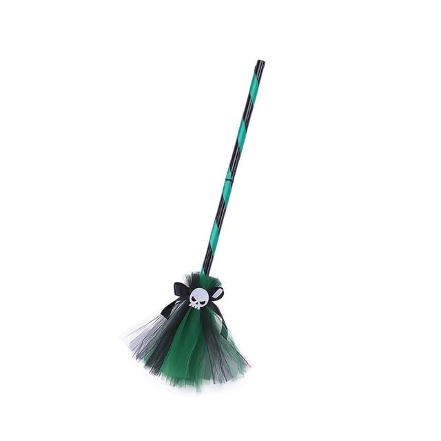 Gupgi 29.5'' Halloween Witch Broom, Girls Cosplay Props Ribbons Skeleton Contrast Color Broomstick