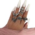 thumbnail image 1 of Women Joint Ring Punk: 5PCS Vintage Gothic Midi Finger Ring Statement Ring Set, 1 of 7
