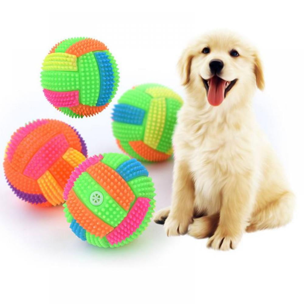 Dog Interactive Toys Fooind Pets Puppy Toys Agressive Squeaky Chewer Toys for Dogs 1 Squeaky Dog Toy & 3 Random Rope Balls for Dogs Teething Chew Toy Ball for Puppies and Dog 