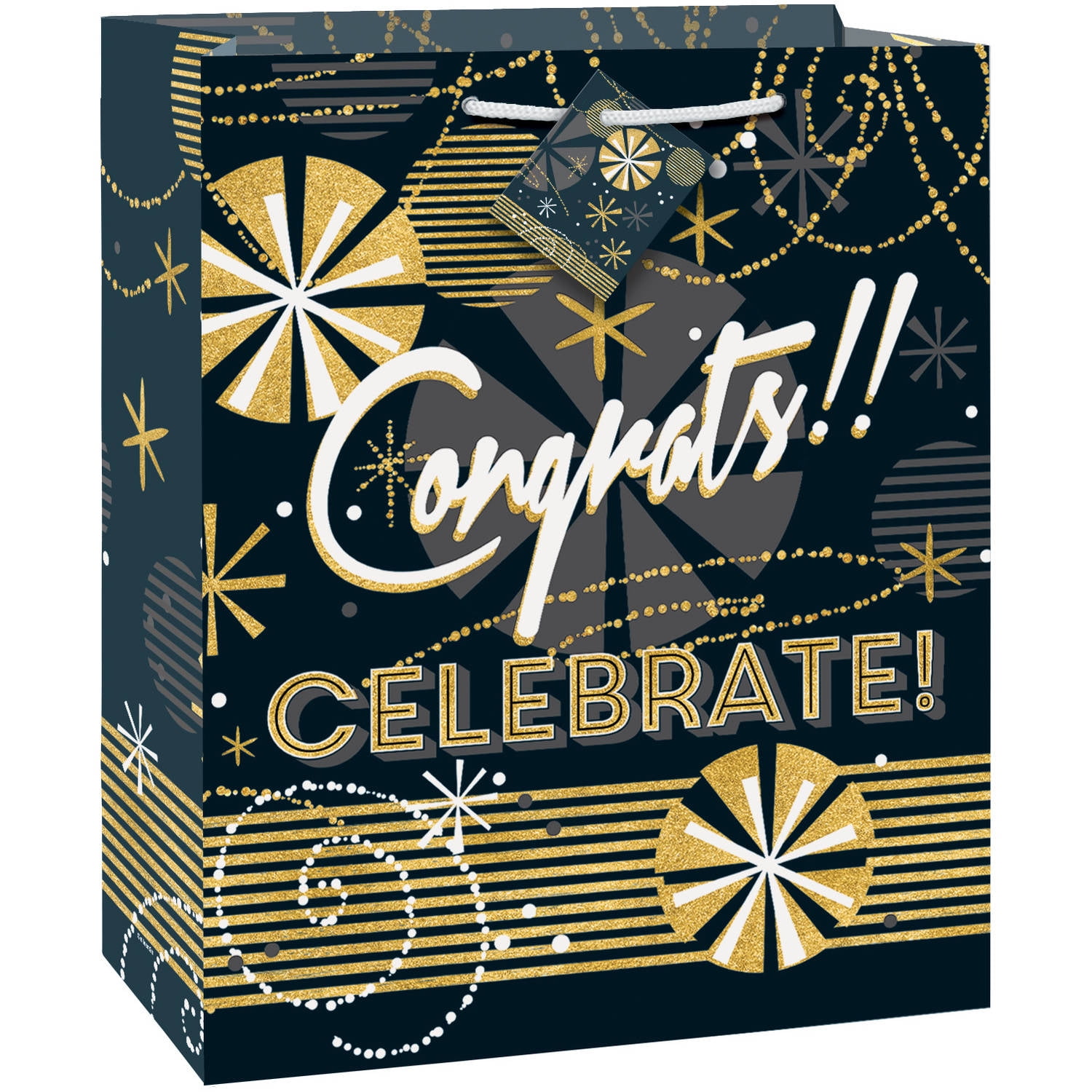 Jazzy Black and Gold Congratulations Gift Bag