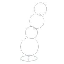 HOMYL Backdrop Stand Aisle Decor 4 Tiers Metal Circle Wedding Arch Stand with Base White