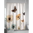 thumbnail image 5 of Blue Brown Floral Shower Curtain, Butterfly Plant Pastoral Style Waterproof Shower Curtain Set with 12 Hooks Lightweight Washable Fabric Shower Curtains for Bathroom 72x78 Inches, 5 of 6