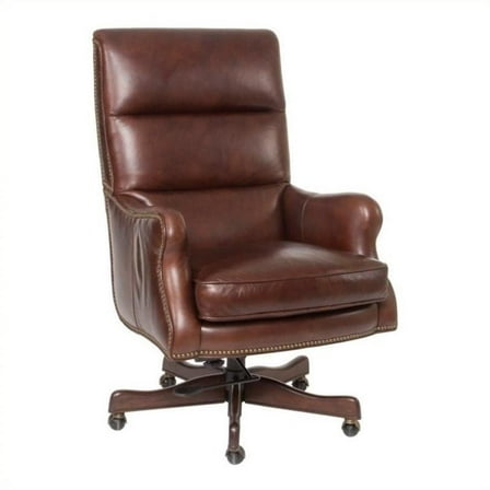 Pemberly Row Executive Office Chair in Native Mahogany Leather