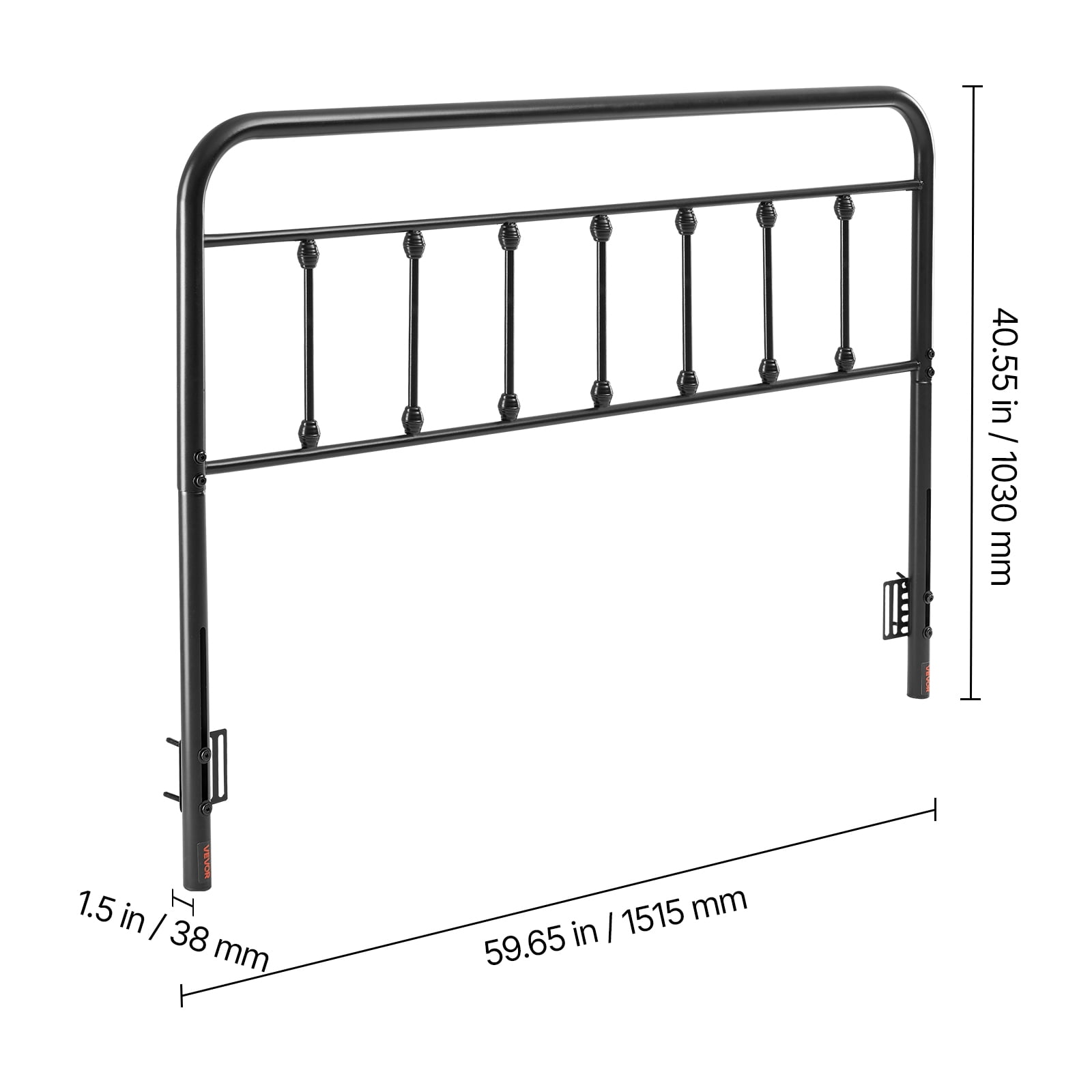 VEVOR Metal Headboard, Queen Size Headboard with Adjustable Height, Metal Headboard for Queen Size Bed, W59.65 x H40.55 x D1.5 inches, Ideal for Bedroom, Hotel, Homestay, Dormitory, Black