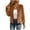 Coffee, variant on Women Fashion Faux Suede Bomber Jackets Casual Baseball Coat with Ribbed Cuffs Zip Up Jacket Outerwear