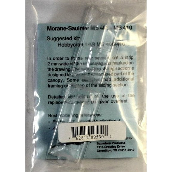 Morane Saulnier MS 406 / 410 Vacuform Canopy x2 for Hobbycraft (1/48 model kit accessory)