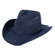 C.C Sparkly Sequin Cowboy Hat with Suede String Trim, Navy